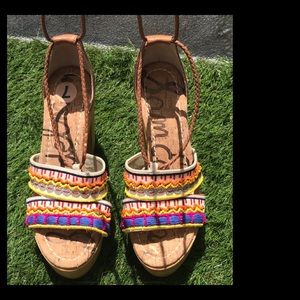 Sam Edelman🍉 Chunky wood Beaded Sandal Heels